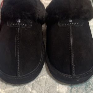 Bearpaw Black Suede Slides
